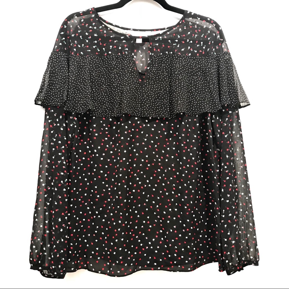 LC Lauren Conrad Long Sleeve Semi Sheer Top L